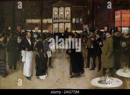 Le Boulevard Montmartre, la nuit, devant le th&#xe9;&#xe2;tre des Vari&#xe9;T&#xe9;S, ca 1885. Presenti nella collezione di Mus&#xe9;e Carnavalet, Parigi. Foto Stock