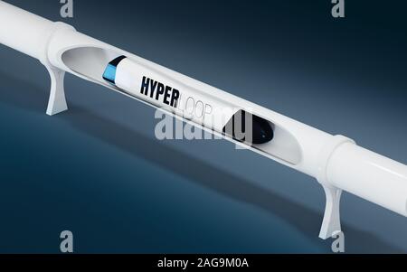 Concetto Hypertube su sfondo scuro. 3d'illustrazione. Foto Stock