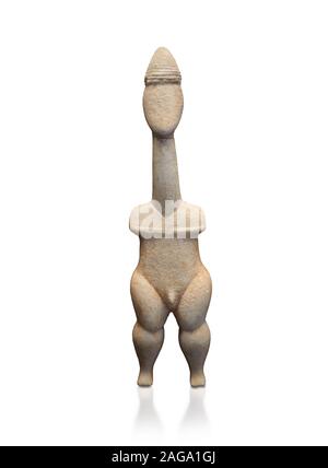 Statua delle Cicladi figurina di naturalistica 'Plastira' tipo di Paros. Inizio periodo cicladico I (fase Grotta-Pelos 3200-2800 BC). Archaeologi nazionale Foto Stock