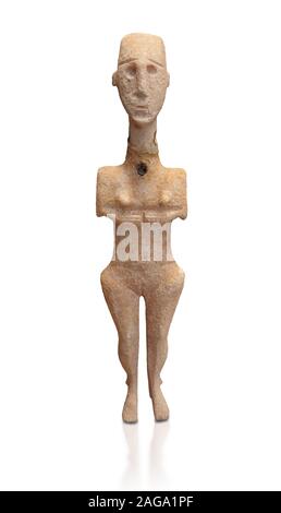 Statua delle Cicladi figurina di naturalistica 'Plastira' tipo di Paros. Inizio periodo cicladico I (fase Grotta-Pelos 3200-2800 BC). Archaeologi nazionale Foto Stock