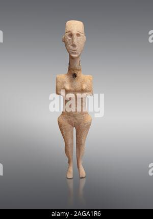 Statua delle Cicladi figurina di naturalistica 'Plastira' tipo di Paros. Inizio periodo cicladico I (fase Grotta-Pelos 3200-2800 BC). Archaeologi nazionale Foto Stock