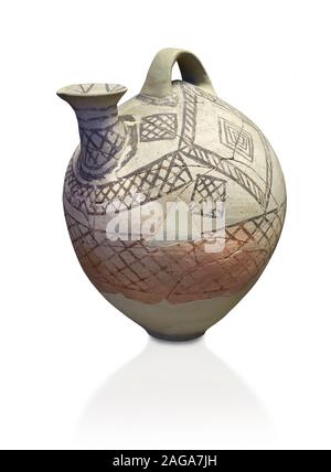 Askos cicladica con tratteggio decorazione pittorica. Cicladi III (2300-2000 a.C.) , Phylakopi, Melos. Museo Archeologico Nazionale di Atene. Cat n. 5826. Foto Stock