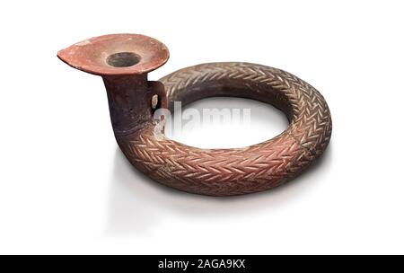 Brunito cicladico monocromatica a forma di anello con wase incissions geometrica. Cicladi III (2300-2000 a.C.) , Phylakopi, Melos. Archeologico nazionale Mus Foto Stock