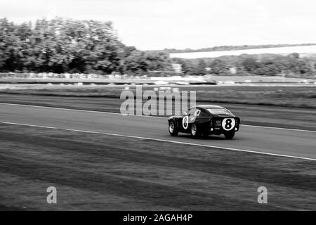 GOODWOOD, Regno Unito - Sep 09, 2017: un elevato angolo colpo di un bel nero auto sportiva di equitazione a Goodwood città del Regno Unito Foto Stock