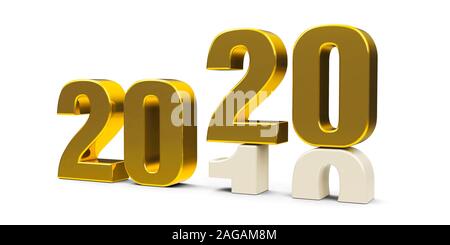 Oro 2019-2020 modifica rappresenta il nuovo anno 2020, tridimensionale, rendering 3D illustrazione Foto Stock