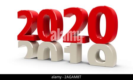 2019-2020 modifica rappresenta il nuovo anno 2020, tridimensionale, rendering 3D illustrazione Foto Stock