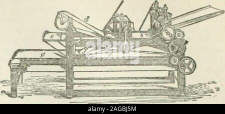 . L' Enciclopedia Britannica; ... Un dizionario delle arti, scienze e letteratura generale. ione di questi coltelli è suflicient incorporatethe di farina e acqua accuratamente in un impasto stiif inabout sette minuti. Dal miscelatore la pasta è de-livered su un tavolo in grandi masse amorfe e isnext portato avanti la macchina freno h. Il brakeconsists di due pesanti rulli di ferro avente generalmente un re-ciprocating moto, tra cui la pasta è passedbackwards e in avanti più volte fino a che non viene arrotolata outinto una piastra o un foglio di spessore uniforme e coerenza.Il foglio di pr Foto Stock