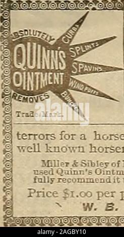 . Allevatore e sportivo. JEPSEN BROS CO. inc responsabili del cablaggio Fine a prezzi ragionevoli. Mercato 1145-1147 San San Francisco. ^sTsTaaTsTsTsTateTaTeTsTaT^^ QUINNS unguento) per cavalli standsattheheadofallveterinarvremedies. Tali troublesas Spavins, cordoli, Windpuffs, stecche, i grappoli non hanno alcuna ! I terrori per un cavallo se il master mantiene e applica Quinns unguento. Tutti i J ben noti cavalieri parlare di essa in termini di massima : Miller.* Sibley di Franklin, i proprietari di PS di SAN essere], fratello del tardo Bel B07. Trrite, abbiamo Hysed Qa.nr.un unguento con grande enopess aod beheveit soddisfa l'olio rivendicato per esso. Abbiamo Foto Stock