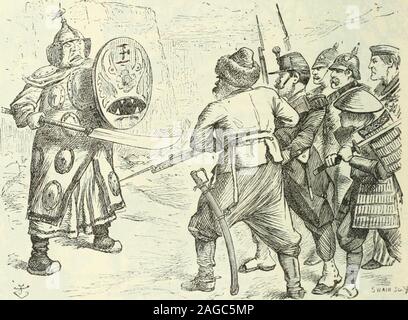 . Recensione di recensioni e mondo del lavoro. dei poteri è assicurato, a causa della loro fiducia di ogni altra.-Da VIk (Berlino), la Comunità europea cartoons reflecta buon affare del sentimento ex-premuto nell'Imperatore Wil-liams famoso disegno di somefour e una metà di anni fa. Someof i nostri lettori potranno rememberthat abbiamo fatto uso di esso per ourfrontispiece nel gennaio 1896.Abbiamo portato l'immagine mindagain dalla riproduzione in piccolo,che si trova nella parte superiore della pagina di fronte. Il EmperorWilliam non facevano la pinna-ished disegno, ma arredata arough sketch e un spiegazionedelle la sua idea e il lavoro finale Foto Stock