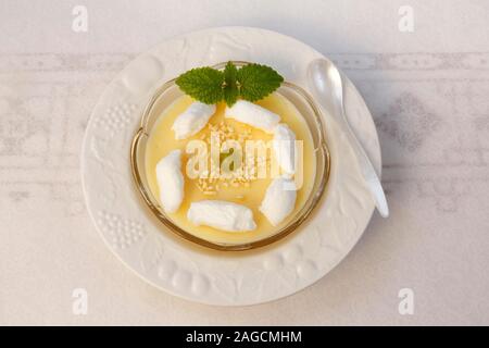 Sveva in dessert dessert bowl, Stoccarda vino crema di latte con schiuma di proteina, Germania Foto Stock