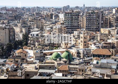 Vista sul tetto, a Tripoli in Libano Foto Stock