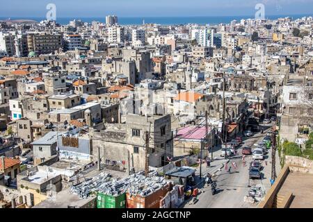 Vista sul tetto, a Tripoli in Libano Foto Stock