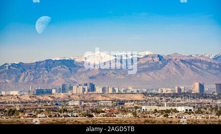 Las Vegas, DIC 17: elevato angolo di visione della famosa Strip di Las Vegas il DIC 17, 2019 a Las Vegas, Nevada Foto Stock