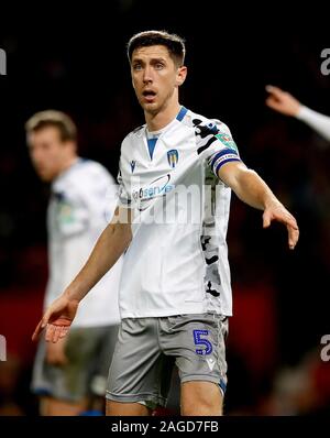 Colchester United Luca Prosser gesti durante il Carabao Cup quarti di finale corrispondono a Old Trafford, Manchester. Foto Stock