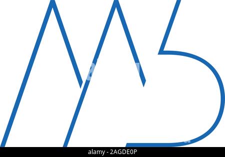 Lettera mb semplice linea sottile vettore logo Illustrazione Vettoriale