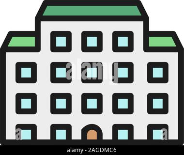 Ospedale, casa di cura di colore piatto icona linea. Isolato su sfondo bianco Illustrazione Vettoriale