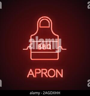 Grembiule luci al neon icona. Segno incandescente. Vettore illustrazione isolato Illustrazione Vettoriale