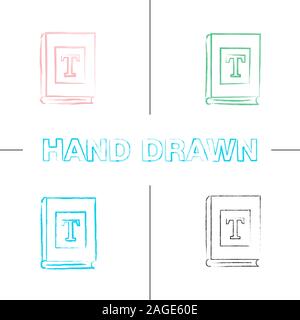 Prenota Stampa copertina disegnata a mano set di icone. Colore tratto di pennello. Vettore isolato sketchy illustrazioni Illustrazione Vettoriale