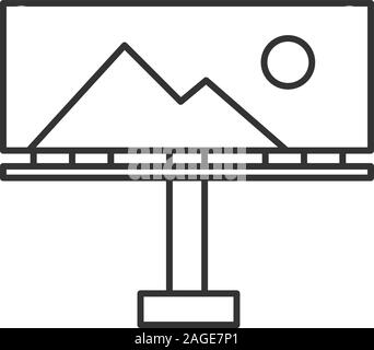 Affissioni mockup icona lineare. Linea sottile illustrazione. La stampa di grande formato. Big board modello. Simbolo di contorno. Il vettore isolato disegno di contorno Illustrazione Vettoriale