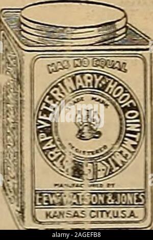 . Allevatore e sportivo. Sfera di marca. Aggiudicati Gold MedalAt California StateFair 1892. Ogni cavallo whovalues proprietario il suo stock shouldconstantly hanno un sup-tela di esso a portata di mano. E Itimproves keepsstock nel pink ofcondition.Manhattan Food Co San Francisco FoIsomStABk 1253il vostro negozio di generi alimentari o i concessionari per esso. Rosso cure positivamente le coliche, purga e indigestione. C. F. KERTELL, Manager. 1 ORDINI COD. Campione può SI. Prezzi speciali per i concessionari Shoers cavallo e gli agenti non devi andare a piedi packhorses quando si useSTRAP VETERINARYand ZOCCOLO OFNTMENT garantiamo un positivo speedyand cura per sella Collarand Gal Foto Stock