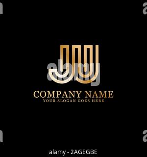 FU la lettera iniziale Logo ispirazione, F e U combinazione vettore logo con idea esagonale Illustrazione Vettoriale