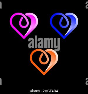 Cuore Logo design template vettoriale. Felice il giorno di San Valentino del concetto. Abstract cuore logo design icona vettore Foto Stock