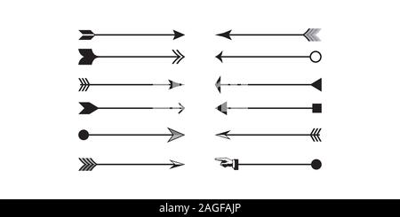 Freccia icone del logo. Frecce Piatte icone vettoriali impostato Illustrazione Vettoriale