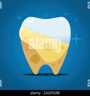 La buccia di colore giallo sul dente bianco. Isolato illustrazione vettoriale Illustrazione Vettoriale