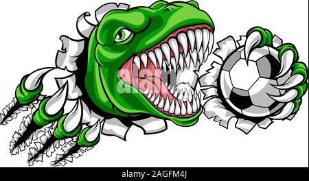 Dinosauro Soccer Football Player mascotte sportive Illustrazione Vettoriale