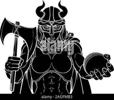 Femmina Viking Gladiator Cricket donna guerriero Illustrazione Vettoriale