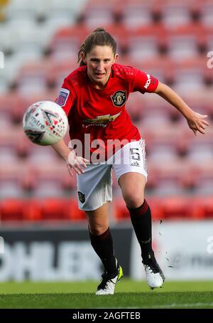 Abbie McManus di Manchester United durante la partita della Super League femminile di fa al Leigh Sports Village Stadium di Manchester. Foto PA. Data immagine: Domenica 8 dicembre 2019. Vedi PA storia CALCIO uomo Utd Donne. Il credito fotografico dovrebbe essere: Barry Coombs/PA Wire. RESTRIZIONI: Nessun utilizzo con audio, video, dati, elenchi di apparecchi, logo di club/campionato o servizi "live" non autorizzati. L'uso in-match online è limitato a 120 immagini, senza emulazione video. Nessun utilizzo nelle scommesse, nei giochi o nelle pubblicazioni di singoli club/campionati/giocatori. Foto Stock