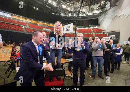 Foto di Chris Bull 13/12/19 elezioni generali 2019 conte e i risultati a Leeds Arena. www.chrisbullphotographer.com Foto Stock