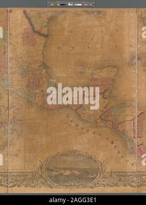 Sollievo mostrato da hachures. Primo meridiani: Washington e Greenwich. Mostra America del nord dalla U.S. - I confini del Canada alla punta nord del Sud America, Include Antille maggiori. Include le note, tabella delle distanze, tabella statistica dal censimento del 1850, elenco delle autorità utilizzato nella compilazione della mappa e incisi viste delle 9 città negli Stati Uniti. Finestra Mappa: Johnson mappa del mondo sulla proiezione di Mercatore la proiezione. Scala circa 1:3,072,000 (W 127°35ʹ00ʺ--W 59°46ʹ00ʺ/N 49°57ʹ00ʺ--N 6°36ʹ00ʺ) La mappatura della nazione (borsa di NEH, 2015-2018); Johnson è di nuovo illustrato & abbellito county map Foto Stock