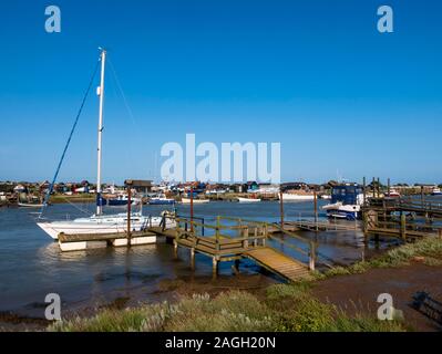 Walberswick porto e vista sul fiume di Southwold. Walberswick, Suffolk, Inghilterra, Regno Unito. Foto Stock