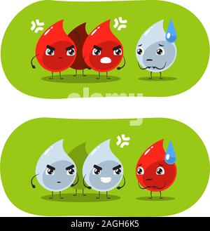 Il sangue sono circondati da altri tipi di sangue. Illustrazione astratta Illustrazione Vettoriale