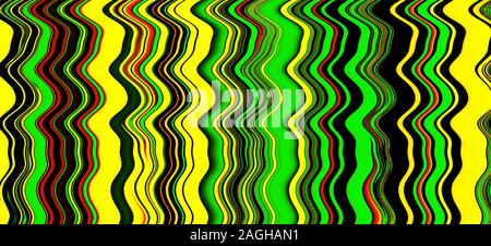 Incandescente multicolore linee piegate sullo sfondo. Neon lucido ondulata. Abstract illustrazione psichedelico Foto Stock