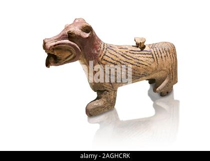 Hittita Terra cotta lion rituale a forma di nave - XVI secolo a.c. - Hattusa ( Bogazkoy ) - Museo della Civiltà anatolica, Ankara, Turchia. Contro wh Foto Stock