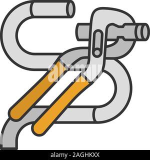 Linguetta e scanalatura di taglio pinze di colore del filo e la relativa icona. Capacità ganasce. Isolato illustrazione vettoriale Illustrazione Vettoriale