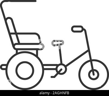 Cycle rickshaw icona lineare. Linea sottile illustrazione. Velotaxi, pedicab. Simbolo di contorno. Il vettore isolato disegno di contorno Illustrazione Vettoriale