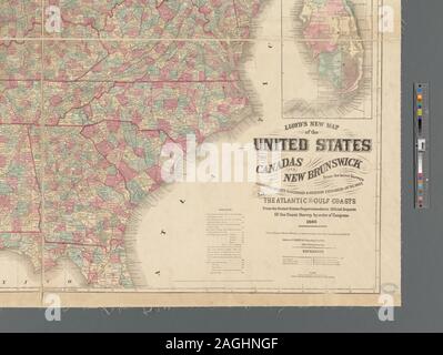 Sollievo mostrato da hachures. Per il Canada, copre la parte meridionale tra il Michigan e del Maine, come pure Western New Brunswick. Riquadro: [South Florida]. Include un elenco di altre mappe disponibili da publisher. La mappatura della nazione (borsa di NEH, 2015-2018); Lloyd's nuova mappa degli Stati Uniti, la Canadas e New Brunswick Foto Stock