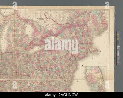 Sollievo mostrato da hachures. Per il Canada, copre la parte meridionale tra il Michigan e del Maine, come pure Western New Brunswick. Riquadro: [South Florida]. Include un elenco di altre mappe disponibili da publisher. La mappatura della nazione (borsa di NEH, 2015-2018); Lloyd's nuova mappa degli Stati Uniti, la Canadas e New Brunswick Foto Stock