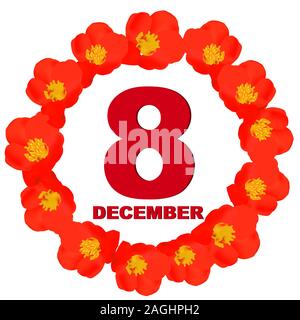 Dicembre 8 icona. Per la pianificazione di importanti giorno. Banner per i giorni festivi e giorni speciali. 8 dicembre icona. Illustrazione. Foto Stock
