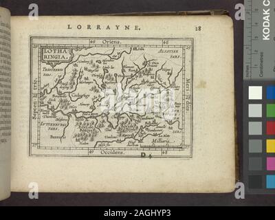 In aggiunta alla epitomies di Abraham Ortelius suo littell theatre, nevvly corected, augmentated e adornata con misure geographicall, da Michel Coignet ..., annessa alla fine sul finale di 15 foglie. Citazione/Riferimento: Phillips 3407 include indice. Lawrence H. raccolta alla macellazione ; 301. Mappe su rectos di foglie con il testo descrittivo su opposti versos. NYPL copia ha ms. note scritte con inchiostro su t.p. e interno del coperchio posteriore. Dotazione nazionale per le discipline umanistiche concessione per l'accesso a Mappe precoce del medio Atlantico. Testo sul retro.; Lotharingia. Foto Stock