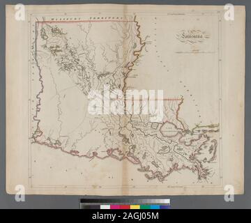 [Heading West ; 27] contenuto su t.p. NYPL copia imperfetta: 13 mappe che vogliono. Sollievo mostrato graficamente e da hachures. Citazione/Riferimento: Phillips 1372 Dotazione nazionale per le discipline umanistiche concessione per l'accesso a Mappe precoce del medio Atlantico.; Louisiana. Foto Stock