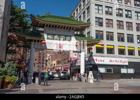 Ingresso a China Town Boston Foto Stock