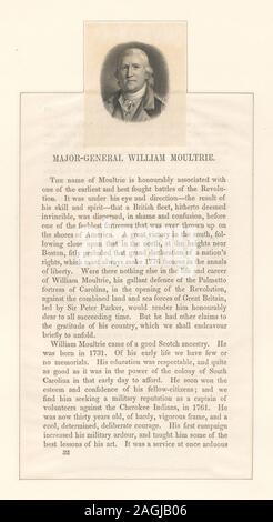 Printmakers includono Francesco Bartolozzi, James Barton Longacre e Alexander fieno Ritchie. Titolo dal calendario del Emmet collezione. EM8542; Major-general William Moultrie Foto Stock