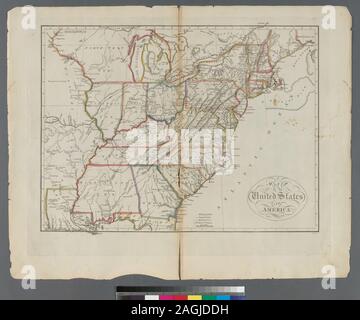 [Heading West ; 27] contenuto su t.p. NYPL copia imperfetta: 13 mappe che vogliono. Sollievo mostrato graficamente e da hachures. Citazione/Riferimento: Phillips 1372 Dotazione nazionale per le discipline umanistiche concessione per l'accesso a Mappe precoce del medio Atlantico. Sollievo mostrato da hachures. Primo meridiani: Washington e Greenwich. Spettacoli proposti canali, linee di confine, le strade e le distanze. Nell'angolo superiore destro: 5.; mappa degli Stati Uniti d'America. Foto Stock