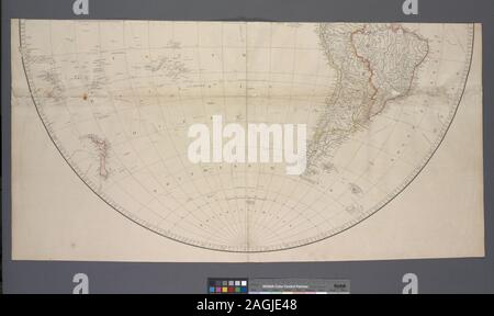 Citazione/Riferimento: Variante di Phillips. Mappe di America, p. 1096 sollievo mostrato da hachures. Titolo basato su un altro ed. della mappa.; Mappa del mondo su una proiezione globulare. Foto Stock