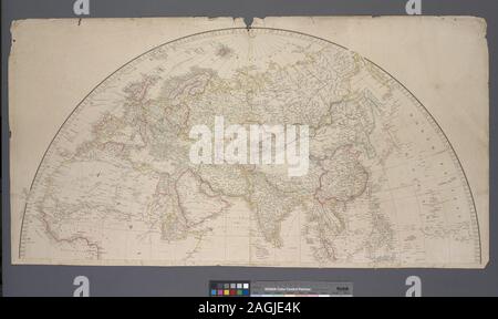 Citazione/Riferimento: Variante di Phillips. Mappe di America, p. 1096 sollievo mostrato da hachures. Titolo basato su un altro ed. della mappa.; Mappa del mondo su una proiezione globulare. Foto Stock