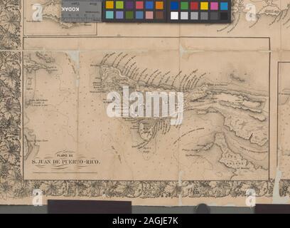 Mapa topografico de la Isla de Puerto Rico; Contornos de Ponce [inset con il titolo della pagina intera mappa]; Mapa de los contornos de San Juan de Puerto Rico [inset] ; Plano de San Juan de Puerto Rico [inset.; Mapa topografico de la Isla de Puerto Rico; Contornos de Ponce [inset con il titolo della pagina intera mappa]; Mapa de los contornos de San Juan de Puerto Rico [inset] ; Plano de San Juan de Puerto Rico [inset. Foto Stock